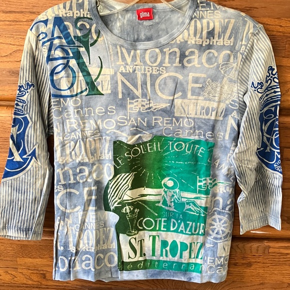 Blue and Green Three quarter Sleeve Shirt - Picture 1 of 6